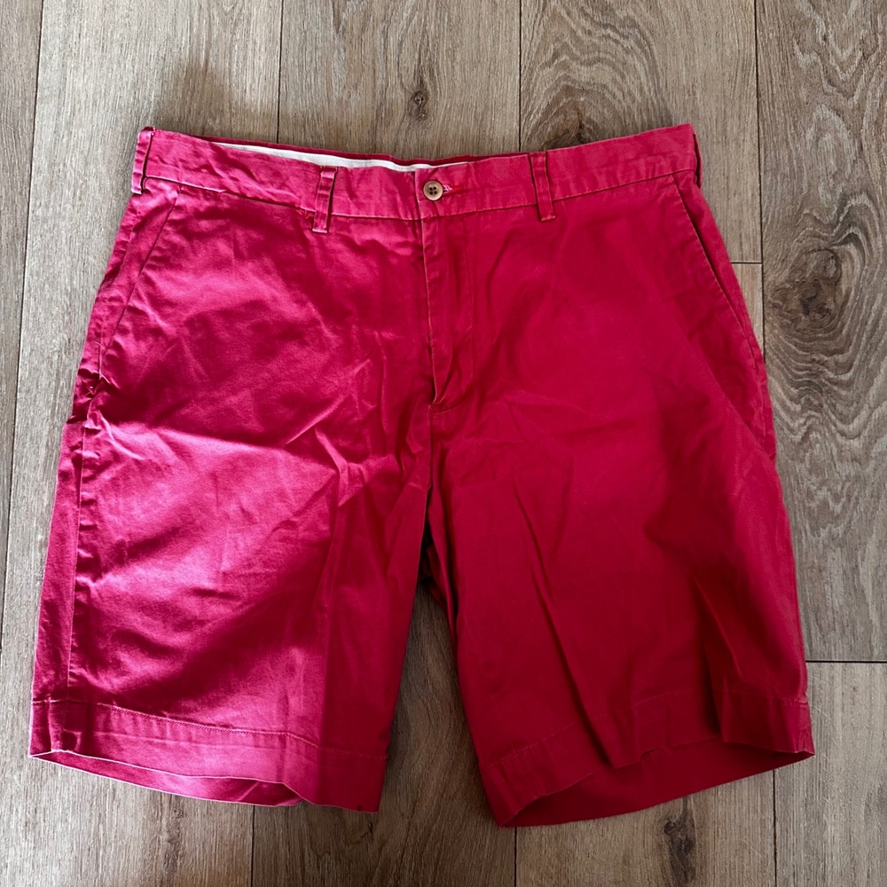 Polo Ralph Lauren Mens Red Stretch Chino Shorts Size 34 Cotton Blend Flat Front